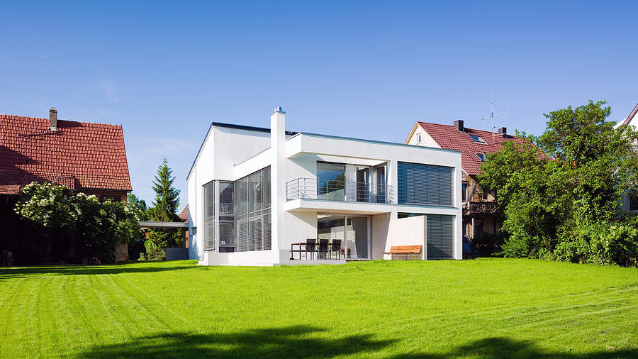 Modern Architecture Home Green On Green Summer Meadow Photograph by Mlenny
