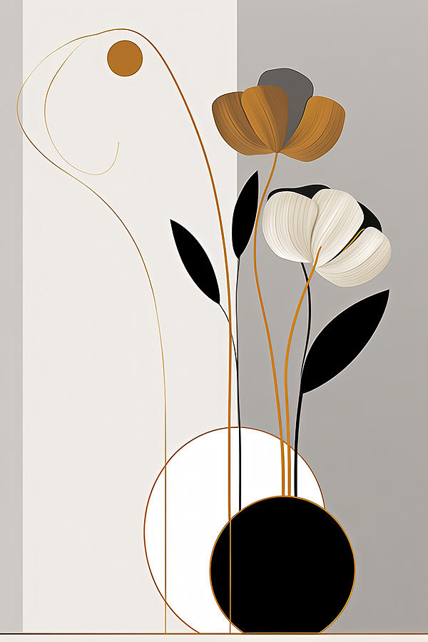 Modern Black and Gold Boho Art Painting by Lourry Legarde