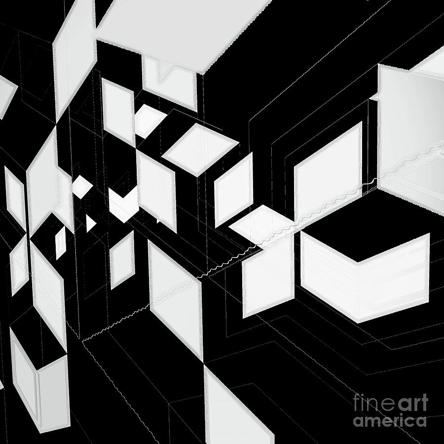 Modern Black And White Blocks Digital Art
