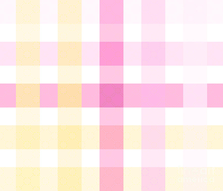 Modern Checkered Board Pattern Art in Soft Pink and Yellow Digital Art by Patricia Awapara