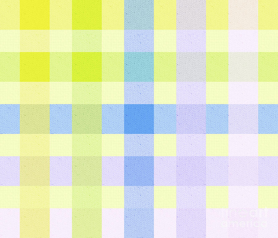Modern Checkered Board Pattern Design in Blue and Yellow Digital Art by Patricia Awapara