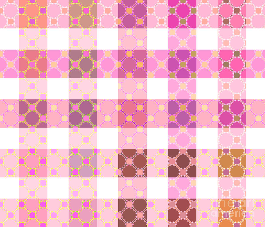 Modern Checkered Quilt Design in Shades of Pink Digital Art by Patricia Awapara