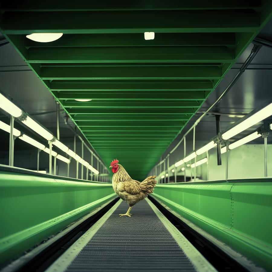 Modern Chicken Mover at Airport Digital Art by YoPedro