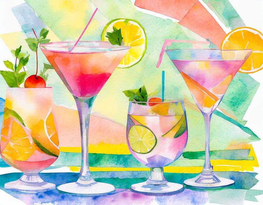 Modern Cocktails IV Mixed Media by Susan Rydberg