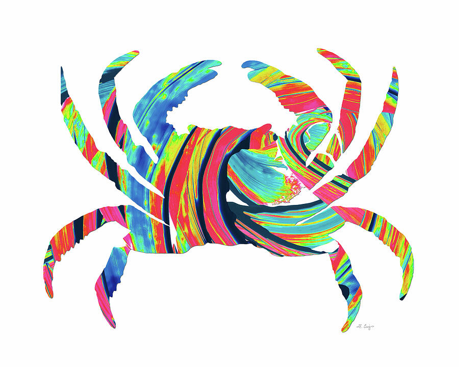 Modern Colorful Crab Art 1 Painting by Sharon Cummings