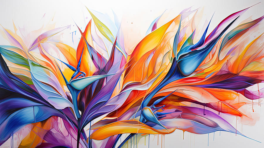 Modern Colorful Foliage Art - Colorful Leaves Paintings Painting by Lourry Legarde