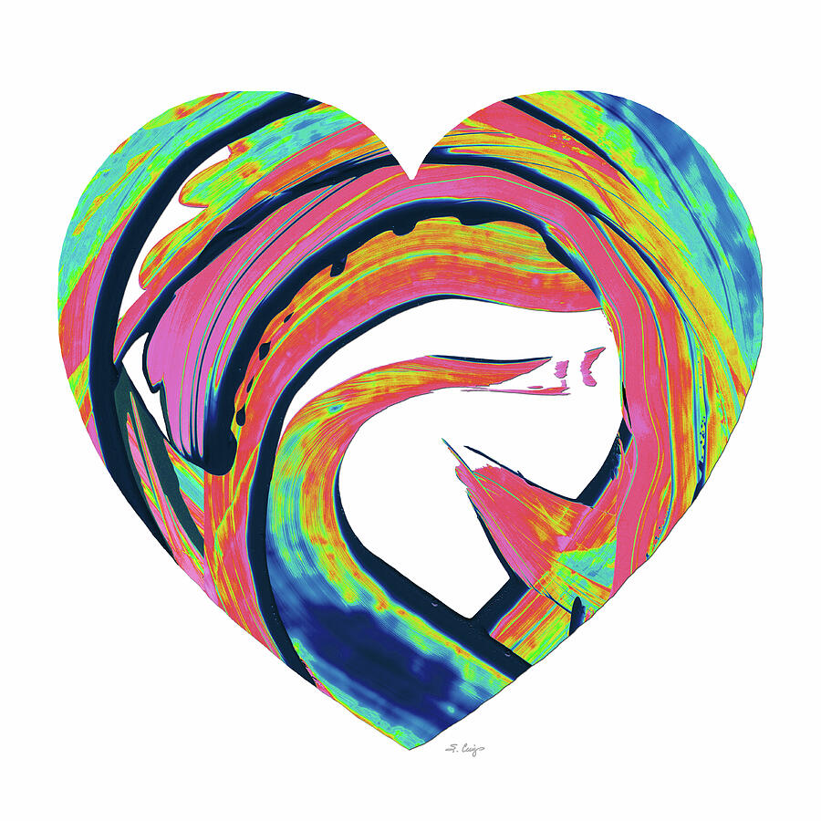 Valentines Day Painting - Modern Colorful Heart Love Art by Sharon Cummings