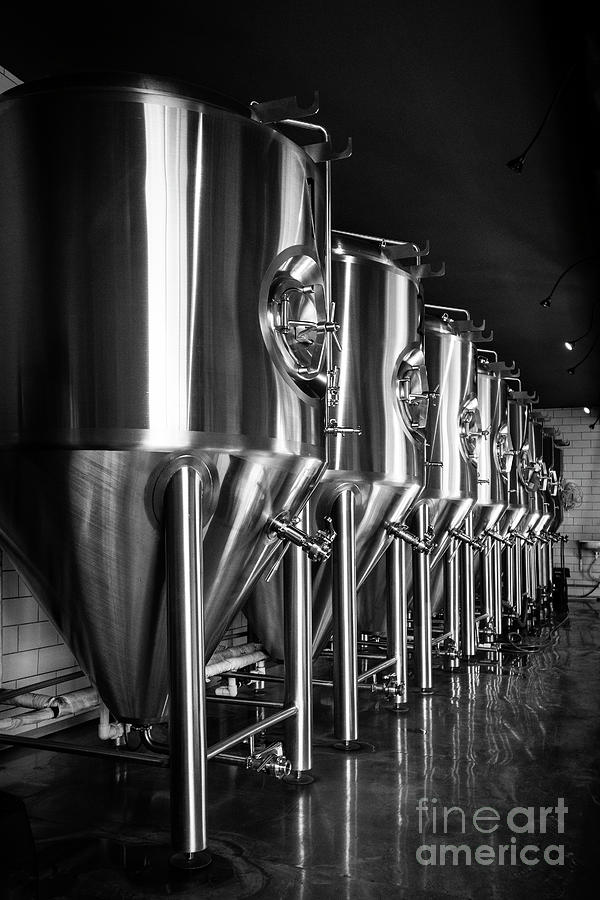 Modern german beer brewery industrial equipment in black and whi Photograph by JM Travel Photography