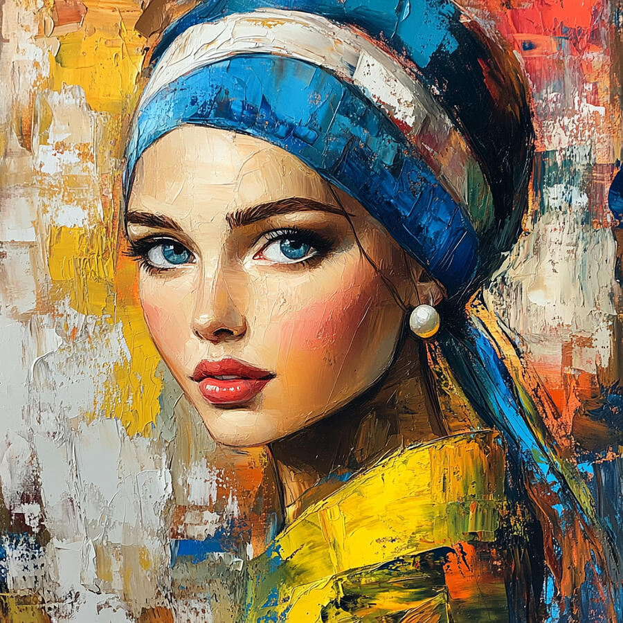 Modern Girl with a Pearl Earring Contemporary Art Reinterpretation ...