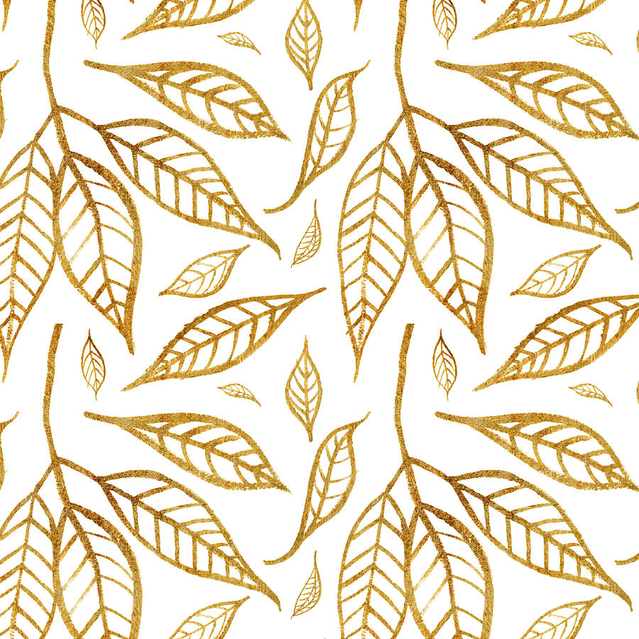 Modern Gold Leaf Pattern Art by Jen Montgomery Painting by Jen Montgomery