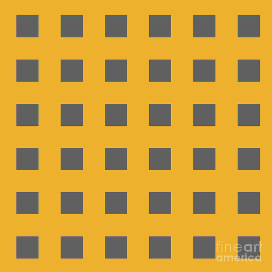 Pattern Digital Art - Modern gray squares on yellow by Heidi De Leeuw