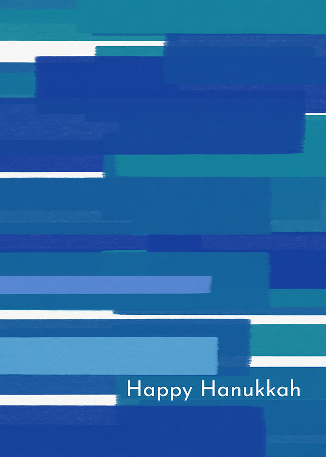 Modern Hanukkah Stripes- Art by Linda Woods Mixed Media by Linda Woods
