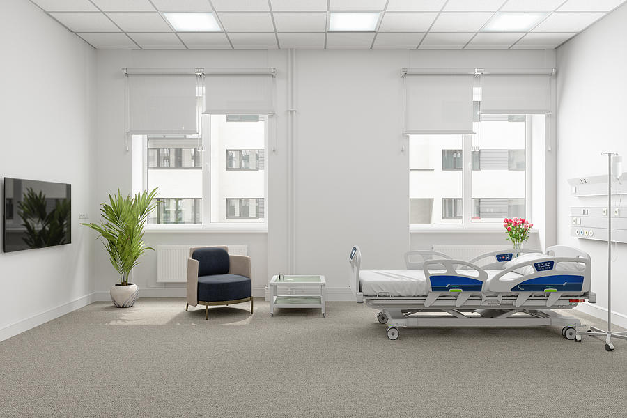 Modern Hospital Room Interior With Empty Bed, Armchair And Lcd Television Photograph by Onurdongel