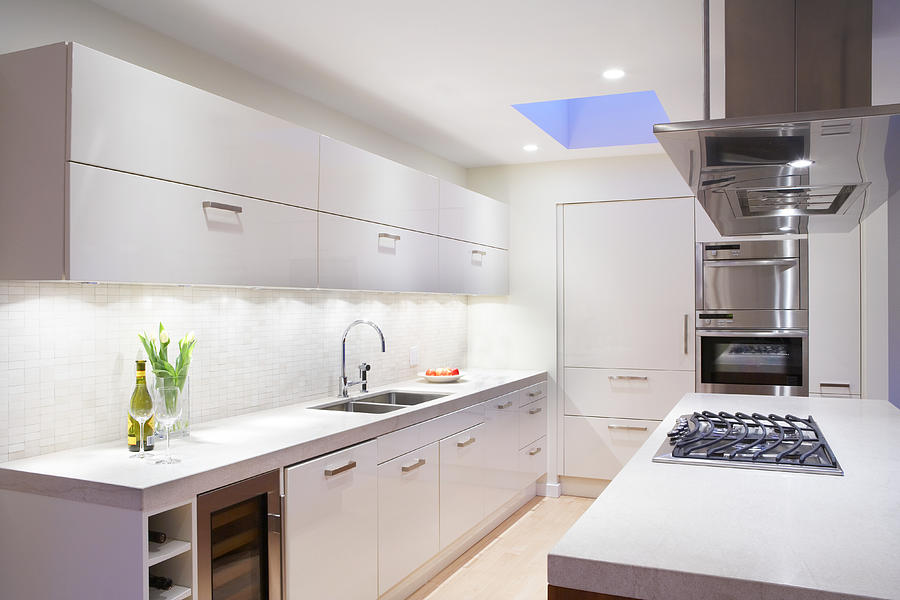 Modern kitchen in white tones Photograph by Ivan Hunter
