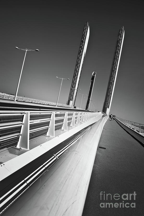 Architecture Photograph - Modern lift bridge in Bordeaux, France by Delphimages Photo Creations