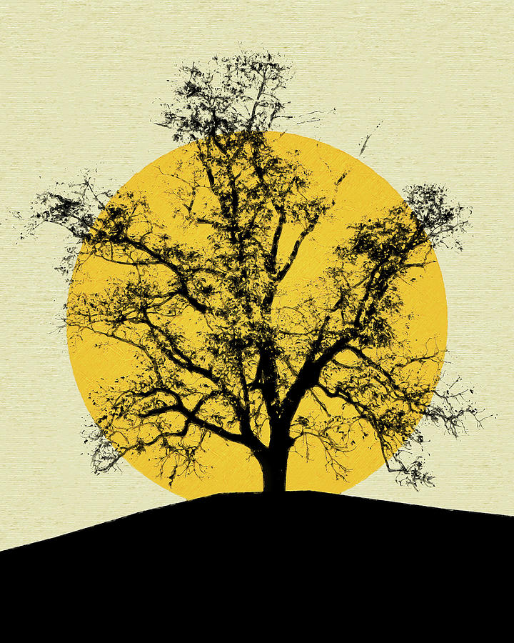 Modern Minimal Tree Sunset Mixed Media by Dan Sproul