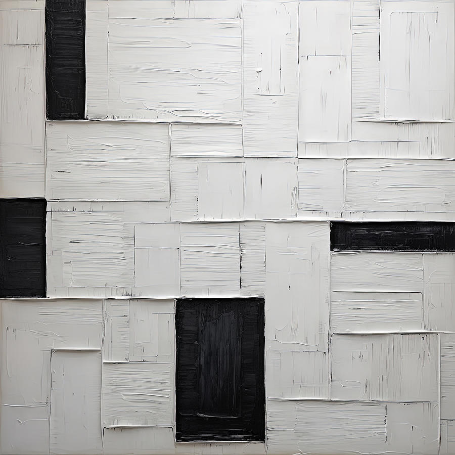 Modern Minimalist Abstract Black And White Painting