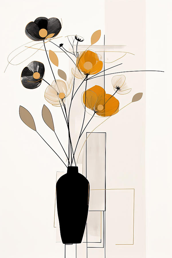 Modern Minimalist Flowers Art Painting by Lourry Legarde