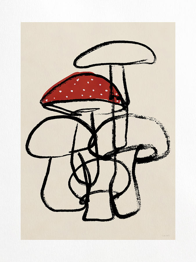 Modern Mushrooms 2- Art by Linda Woods Mixed Media by Linda Woods