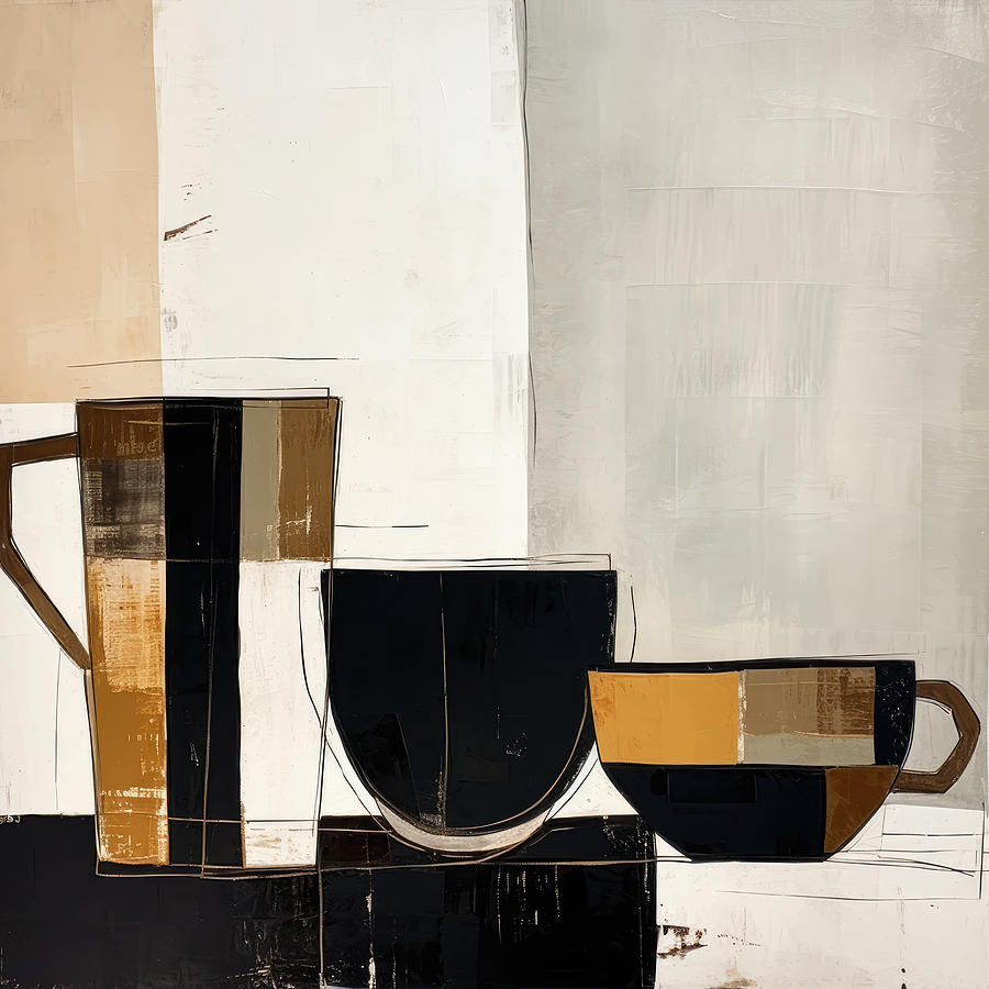 Modern Neutrals - A Coffee Mug Art Series Painting by Lourry Legarde