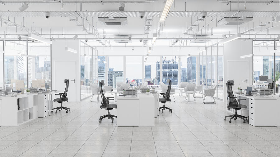 Modern Office Space With Waiting Room, Board Room And Cityscape Background Photograph by Onurdongel