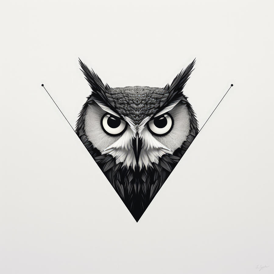 Modern owl illustrations Painting by Lourry Legarde