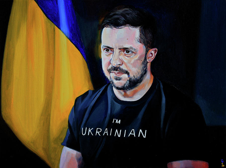 Modern painting Volodymyr Zelenskyy prezident oil portrait Painting by ...