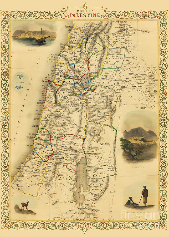 Modern Palestine Map In 1851 Photograph By Munir Alawi Fine Art America