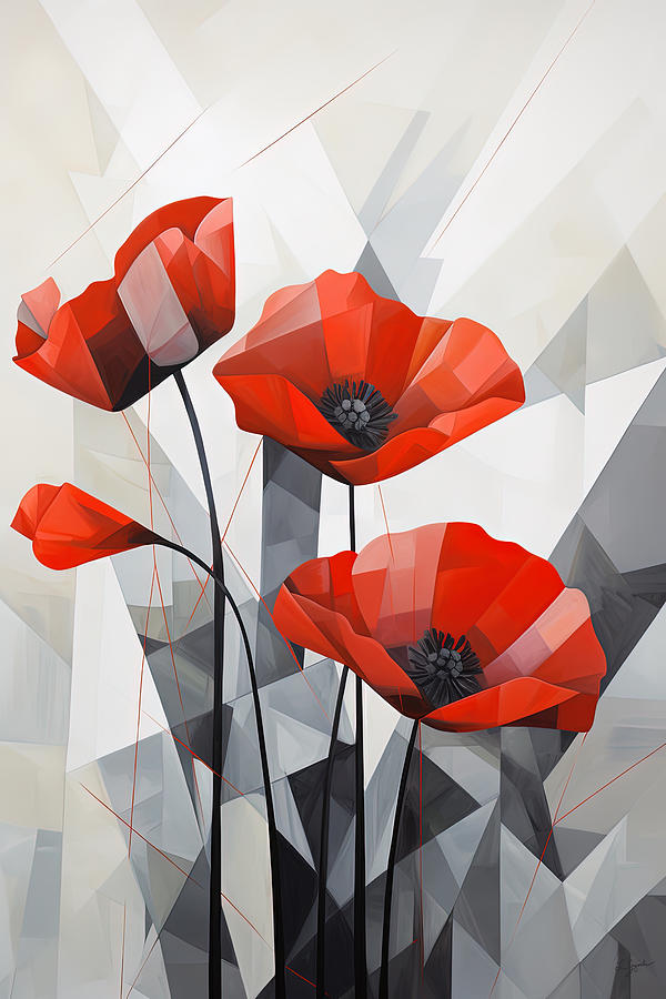 Modern Poppy Art Painting by Lourry Legarde Modern Poppy Art Painting by Lourry Legarde