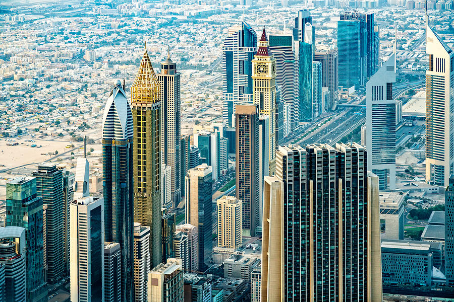 Modern skyscrapers in Downtown Dubai, United Arab Emirates Photograph by Mbbirdy