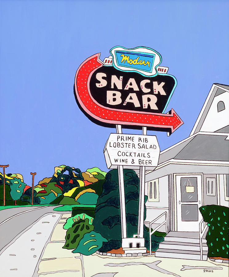 Modern Snack Bar Painting by Mike Stanko