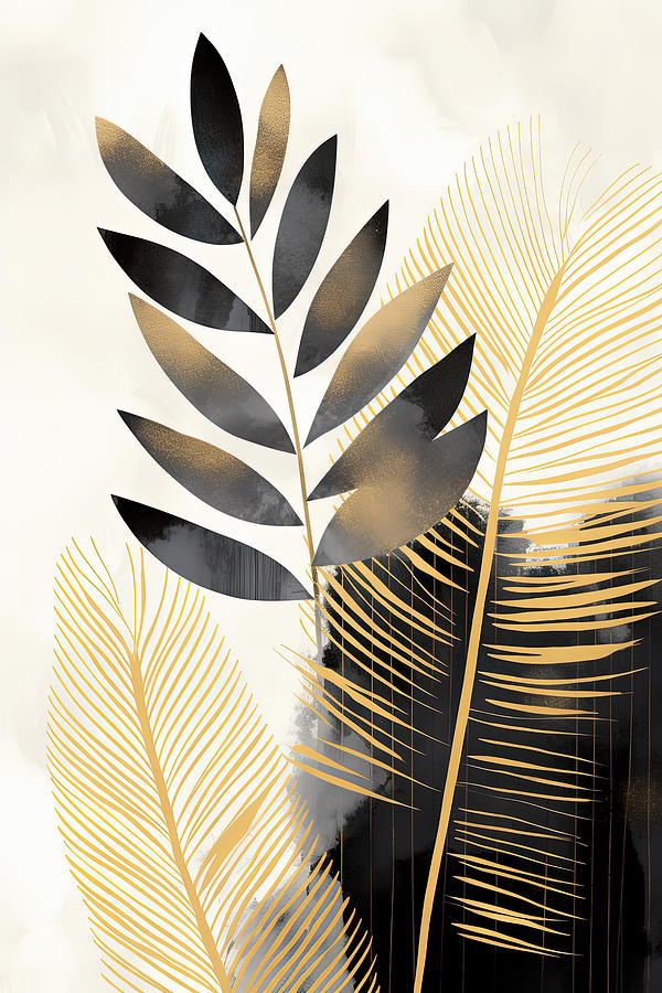 Modern Tropical Leaves Art Painting by Lourry Legarde