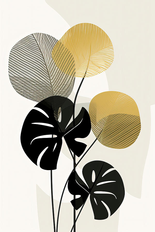Modern Tropical Leaves Painting by Lourry Legarde