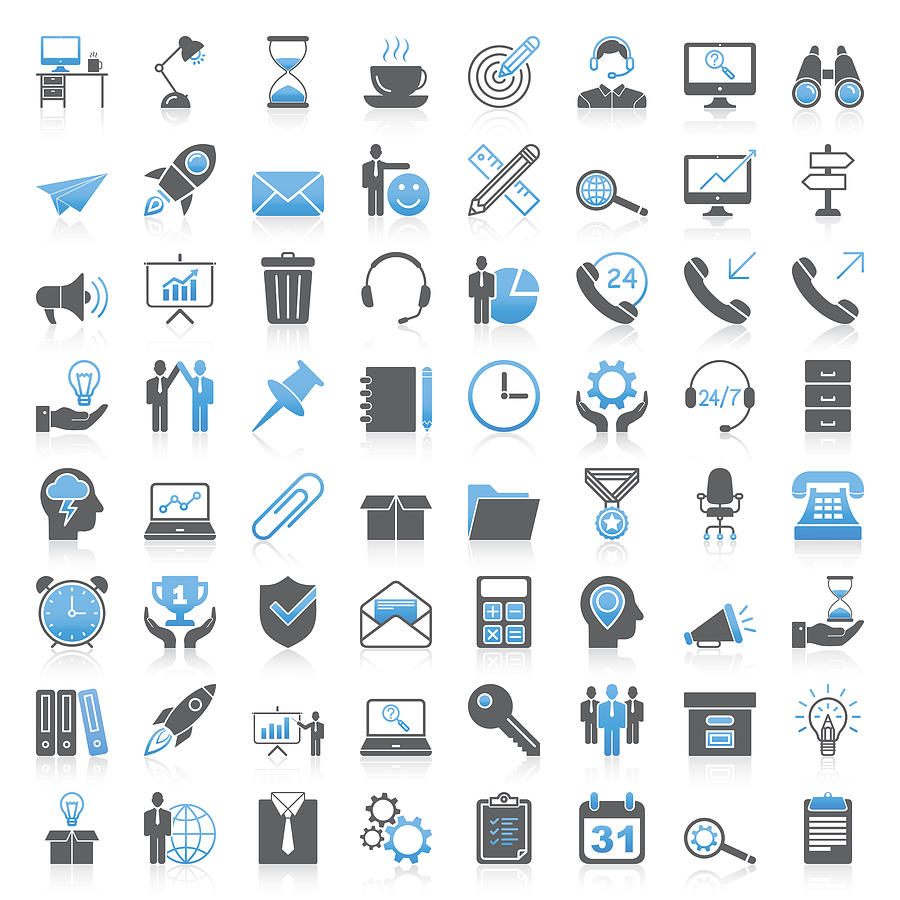 Modern Universal Business & Office Icons Collection Drawing by Phototechno