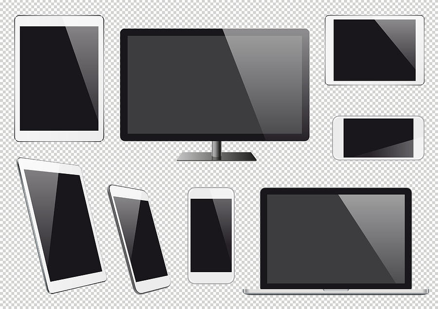 Modern vector digital devices with blank screens Drawing by Et-artworks