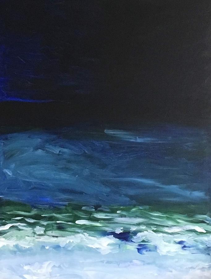 Blue Abstract Painting - Modern Waves by Natalia Ciriaco