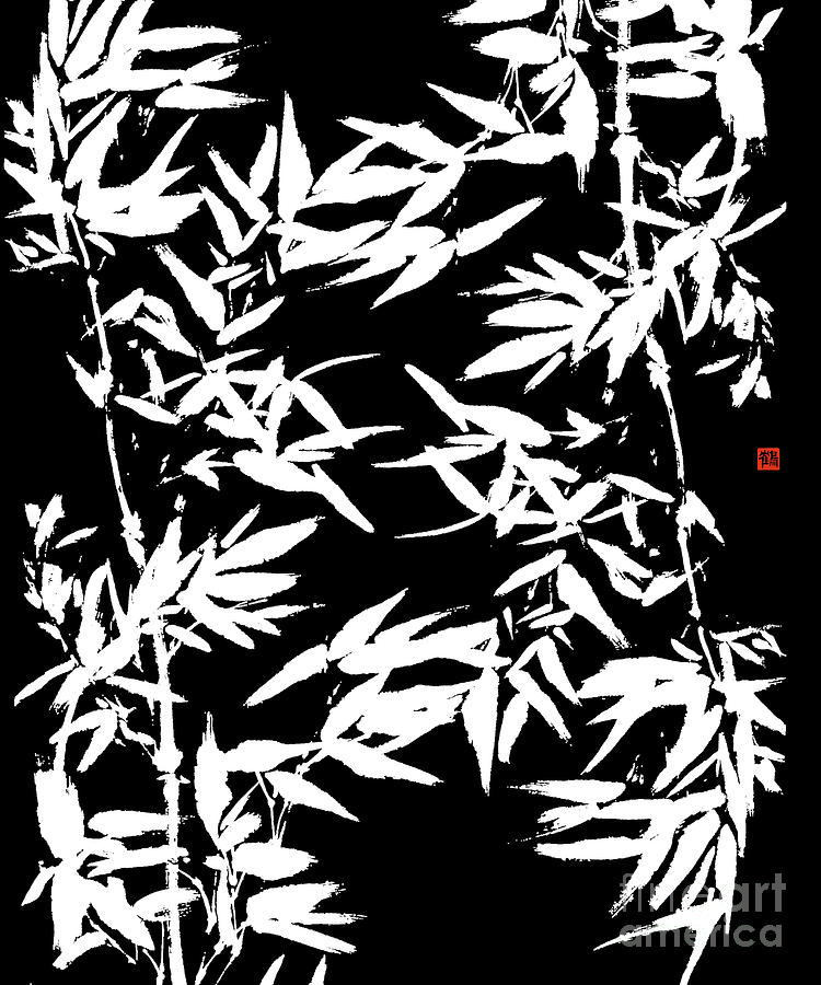 Black And White Painting - Modern White Bamboo Silhouette  by Nadja Van Ghelue