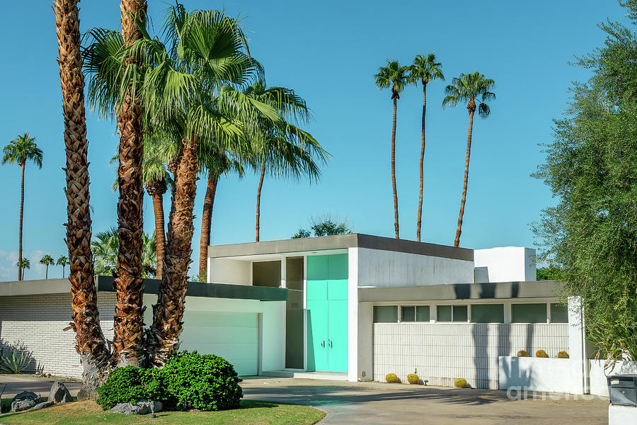 Modernist house with a colorful door, Palm Springs Photograph by ...