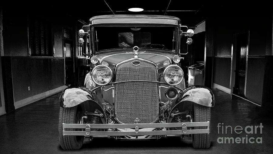 Modified 1930 Ford Coup - Black And White Digital Art by Anthony Ellis