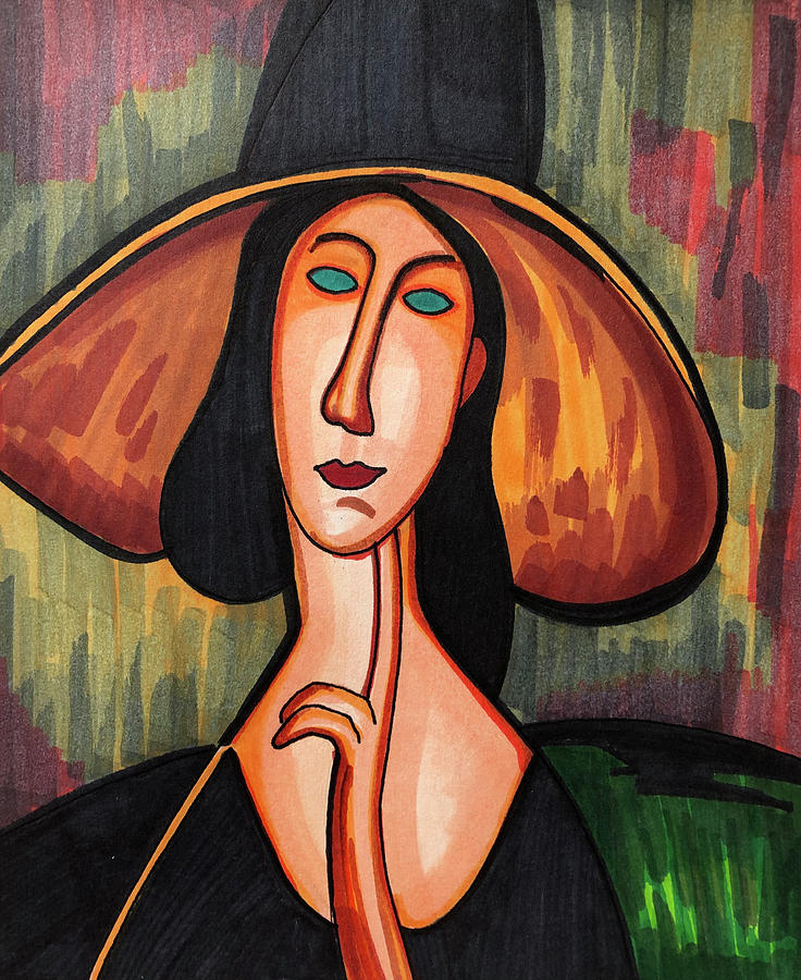 Modigliani Style Portrait Drawing by Creative Spirit