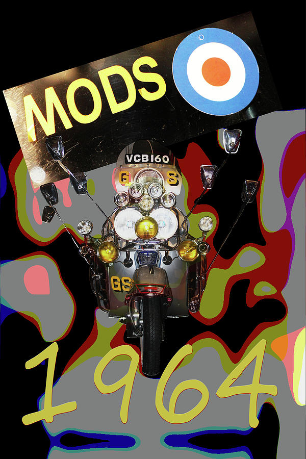 Vintage Mods motor scooter 1964  Digital Art by Tom Conway