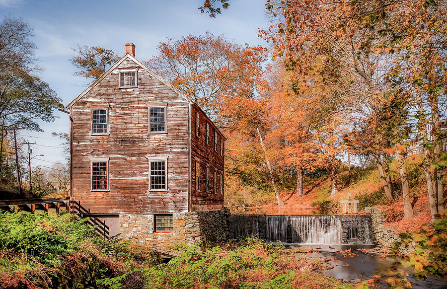 Fall Photograph - Moffett Mill in Autumn, Lincoln, RI by Betty Denise