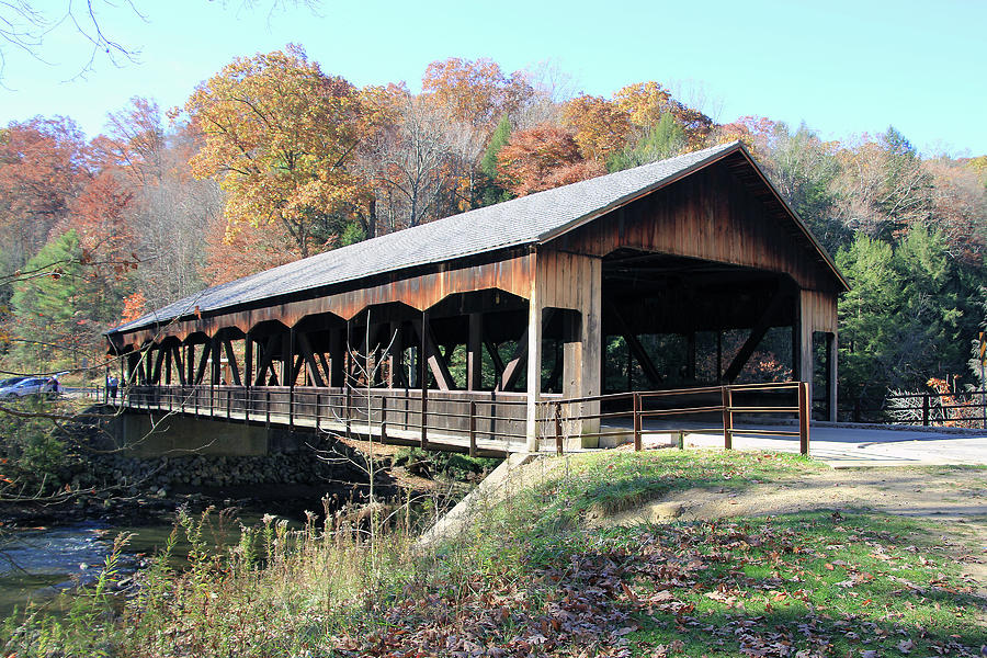 Mohican Covered Bridge in Autumn Photograph by Linda Goodman
