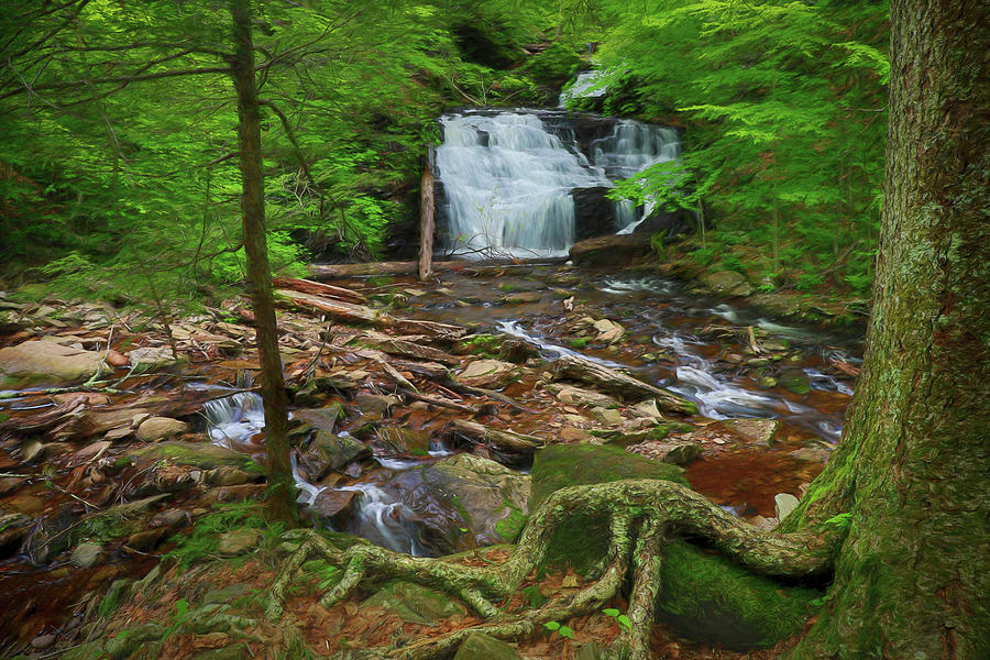 Mohican Falls Ricketts Glen Painting Painting by Dan Sproul