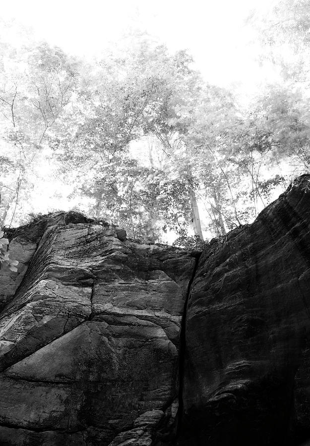 Mohican State Park Cliff Black And White Photograph by Dan Sproul
