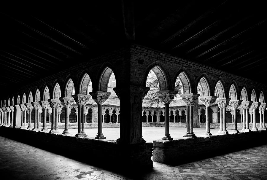 Moissac Abbey cloister BW Photograph by RicardMN Photography