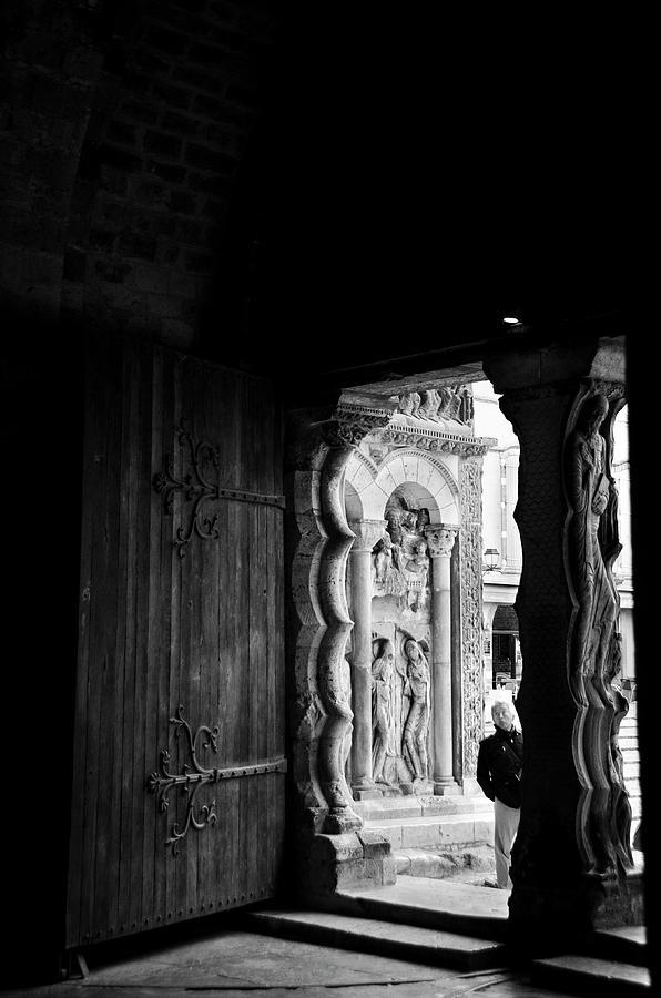 Moissac Abbey entrance #2 BW Photograph by RicardMN Photography