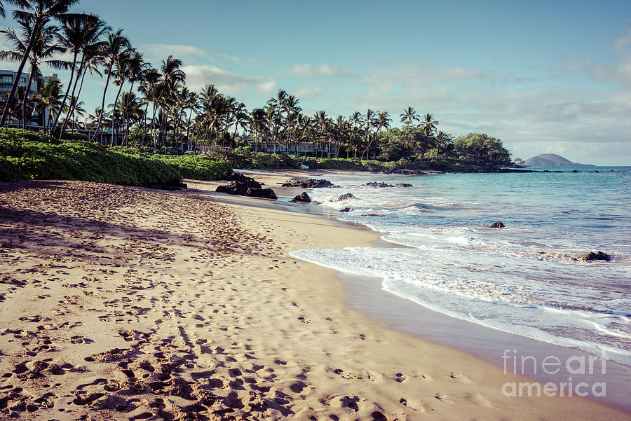 Mokapu Beach Maui Hawaii Wailea Makena Retro Photo Photograph by Paul Velgos