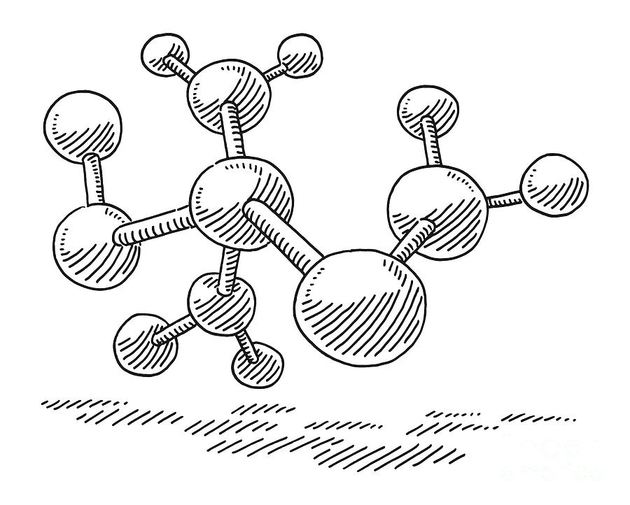 Black And White Drawing - Molecular Structure Symbol Drawing by Frank Ramspott