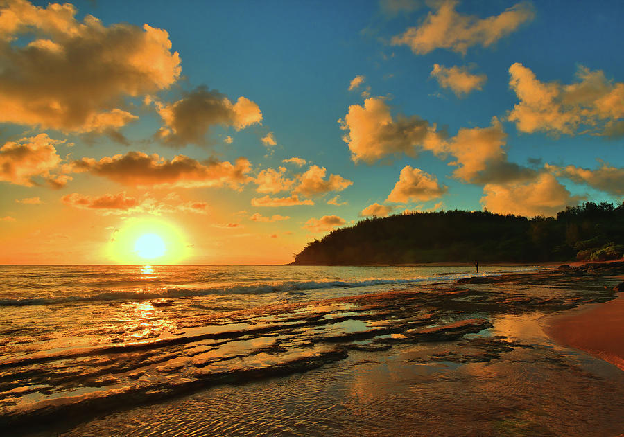 Moloaa Beach Sunrise Reflections Photograph by Stephen Vecchiotti